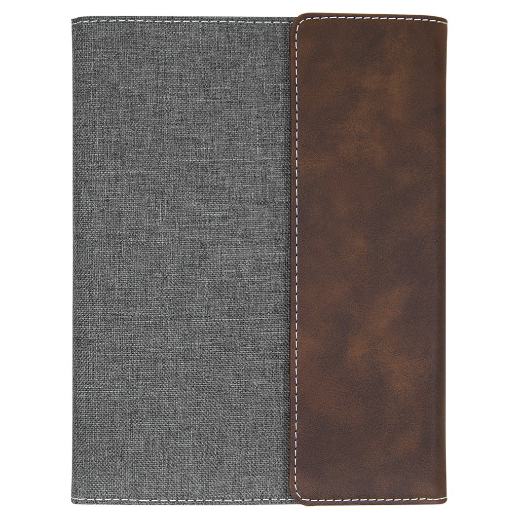 Gray with Rustic/Silver Leatherette Canvas Portfolio with Notepad blank-preview