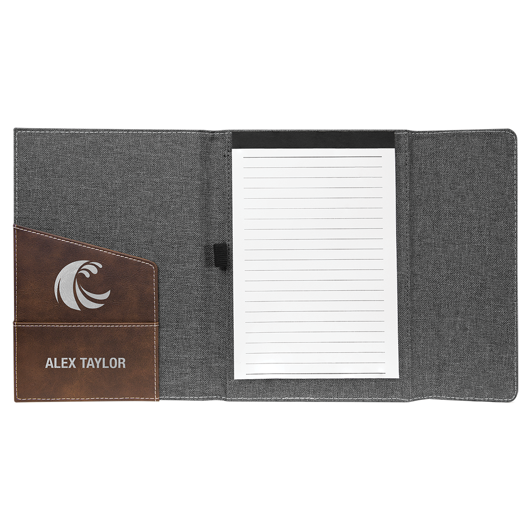 Gray with Rustic/Silver Leatherette Canvas Portfolio with Notepad