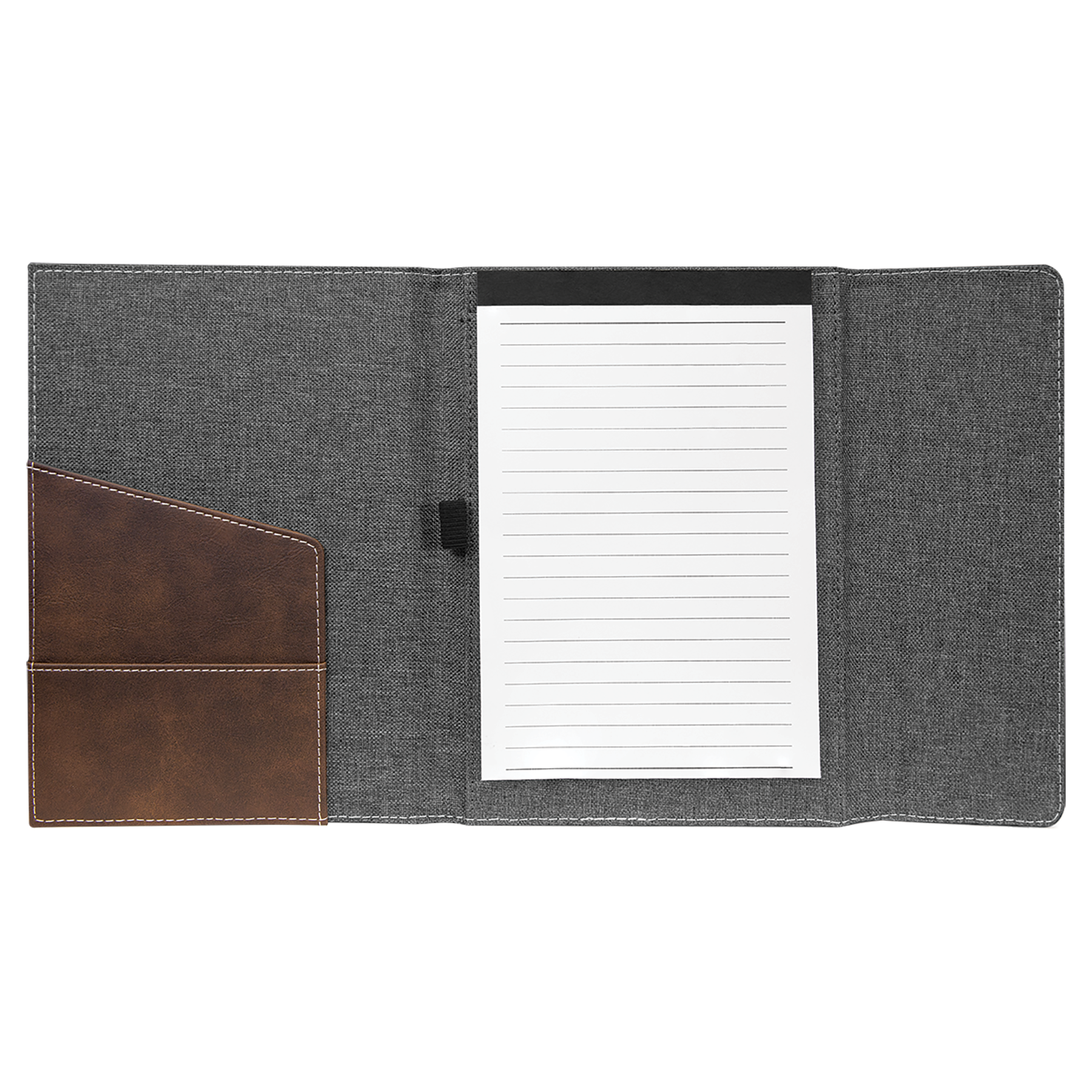 Gray with Rustic/Silver Leatherette Canvas Portfolio with Notepad