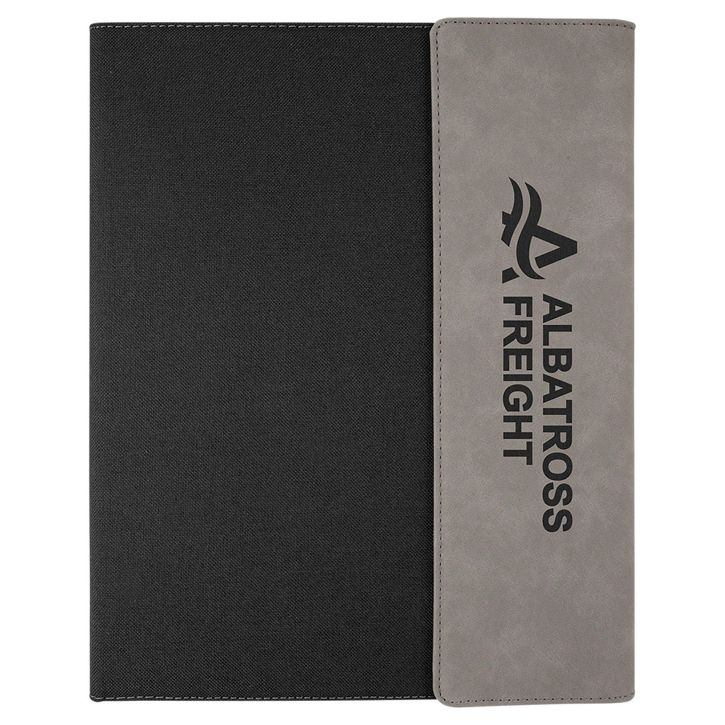 Black with Gray/Black Leatherette Canvas Portfolio with Notepad