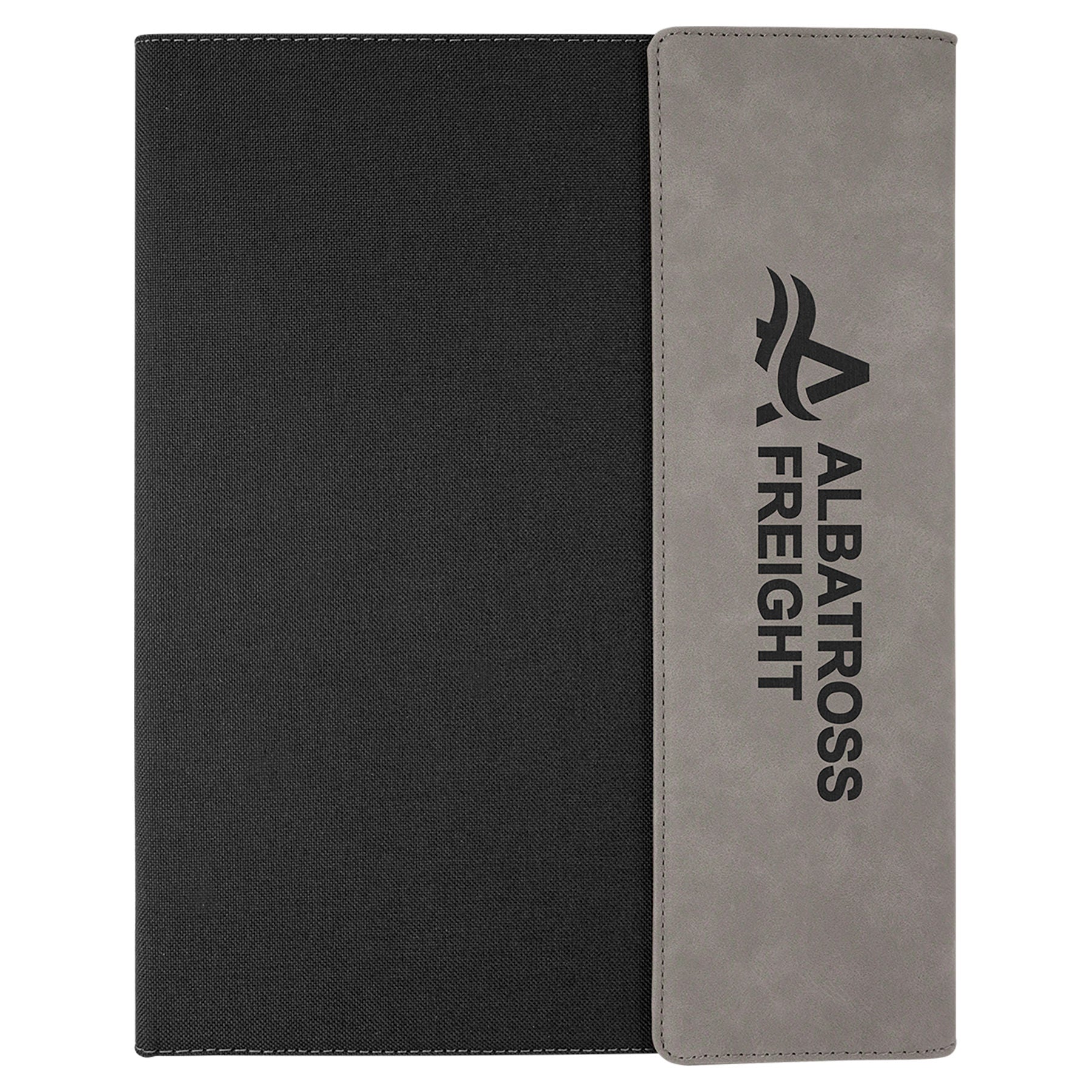 Black with Gray/Black Leatherette Canvas Portfolio with Notepad