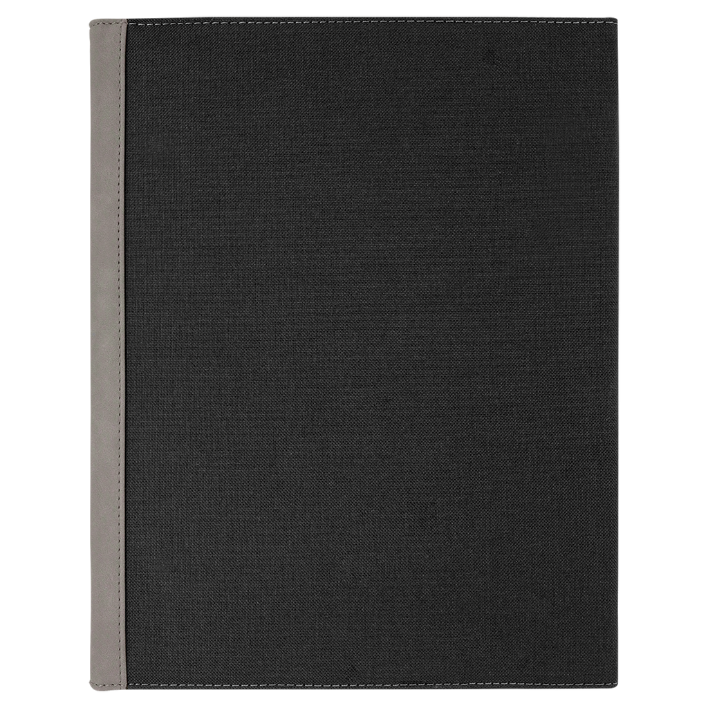 Black with Gray/Black Leatherette Canvas Portfolio with Notepad