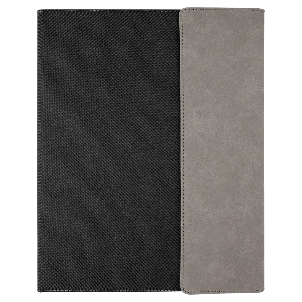 Black with Gray/Black Leatherette Canvas Portfolio with Notepad blank-preview