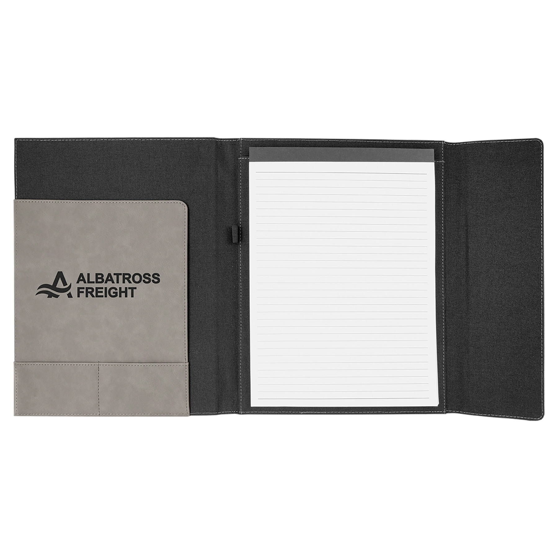 Black with Gray/Black Leatherette Canvas Portfolio with Notepad