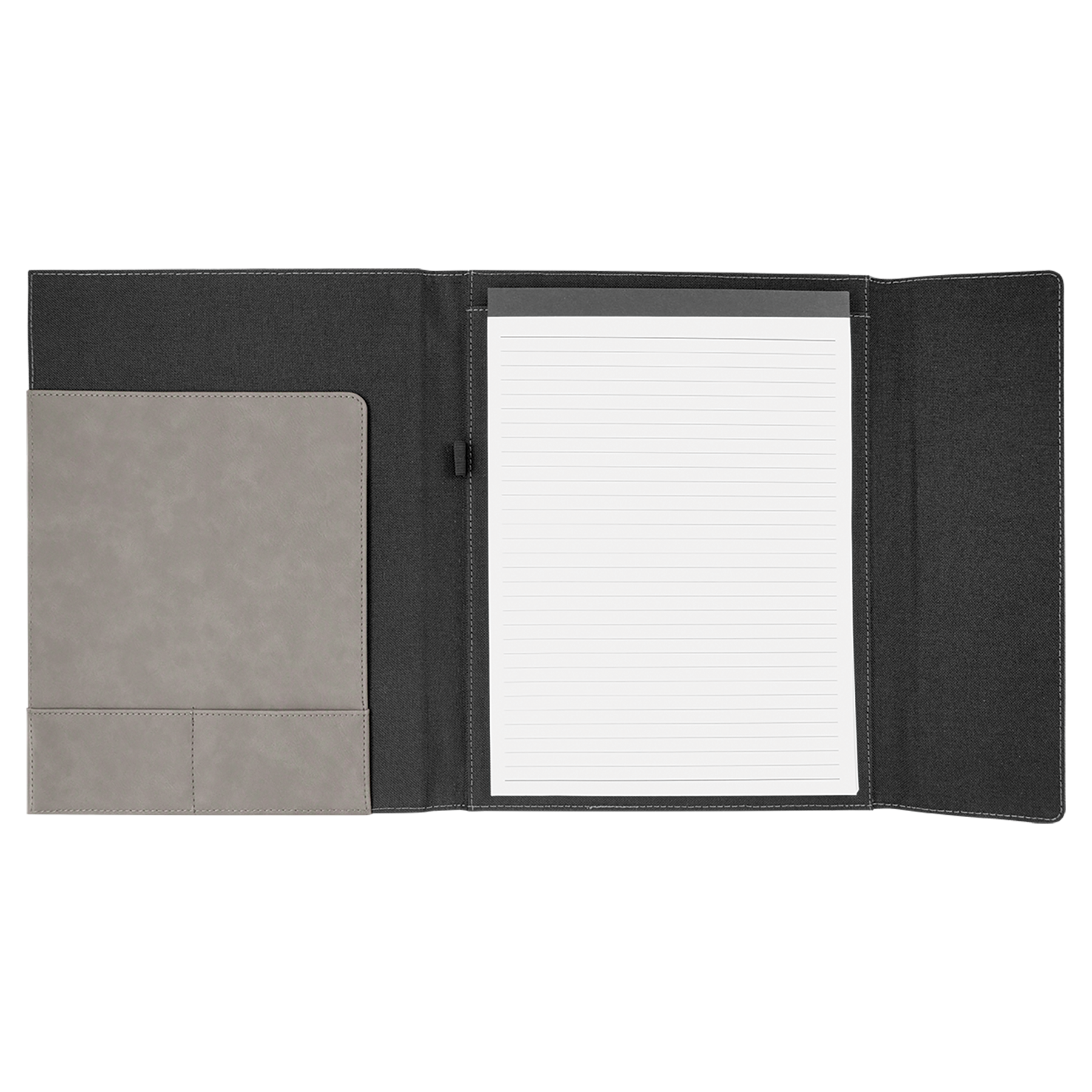 Black with Gray/Black Leatherette Canvas Portfolio with Notepad