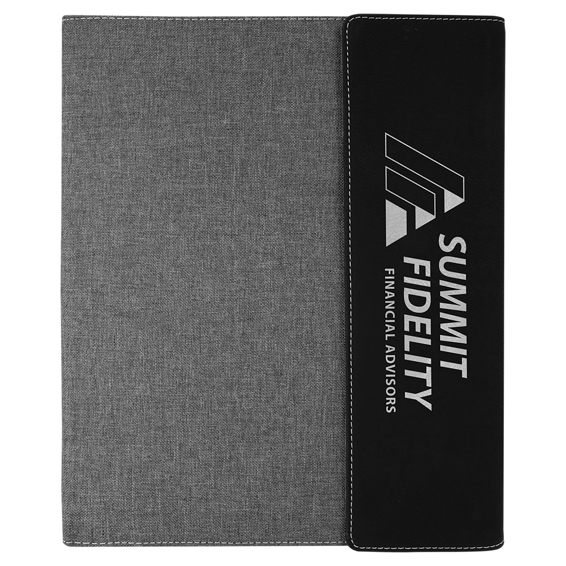 Gray with Black/Silver Leatherette Canvas Portfolio with Notepad