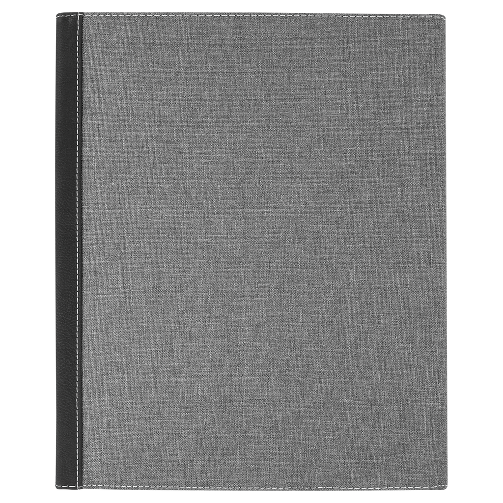Gray with Black/Silver Leatherette Canvas Portfolio with Notepad