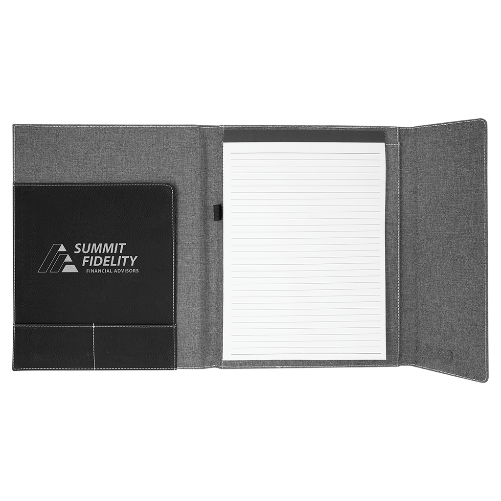 Gray with Black/Silver Leatherette Canvas Portfolio with Notepad