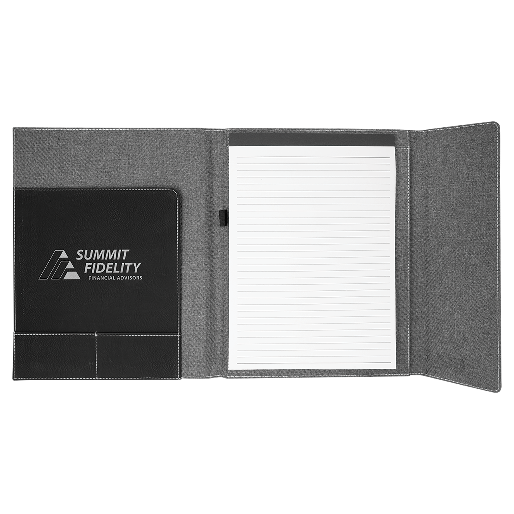 Gray with Black/Silver Leatherette Canvas Portfolio with Notepad