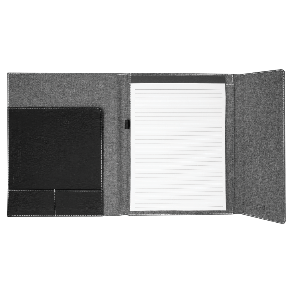 Gray with Black/Silver Leatherette Canvas Portfolio with Notepad