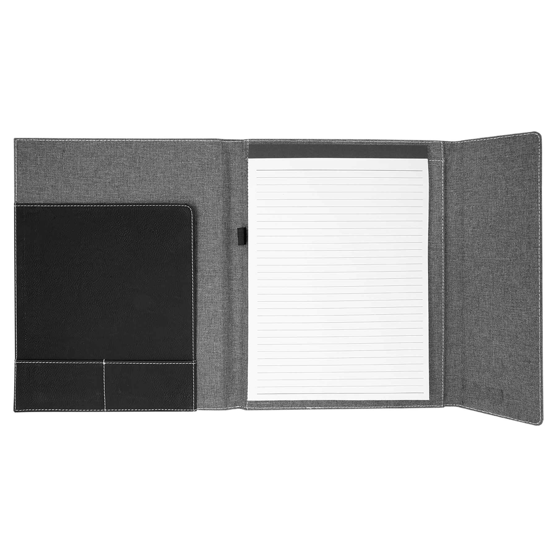 Gray with Black/Silver Leatherette Canvas Portfolio with Notepad