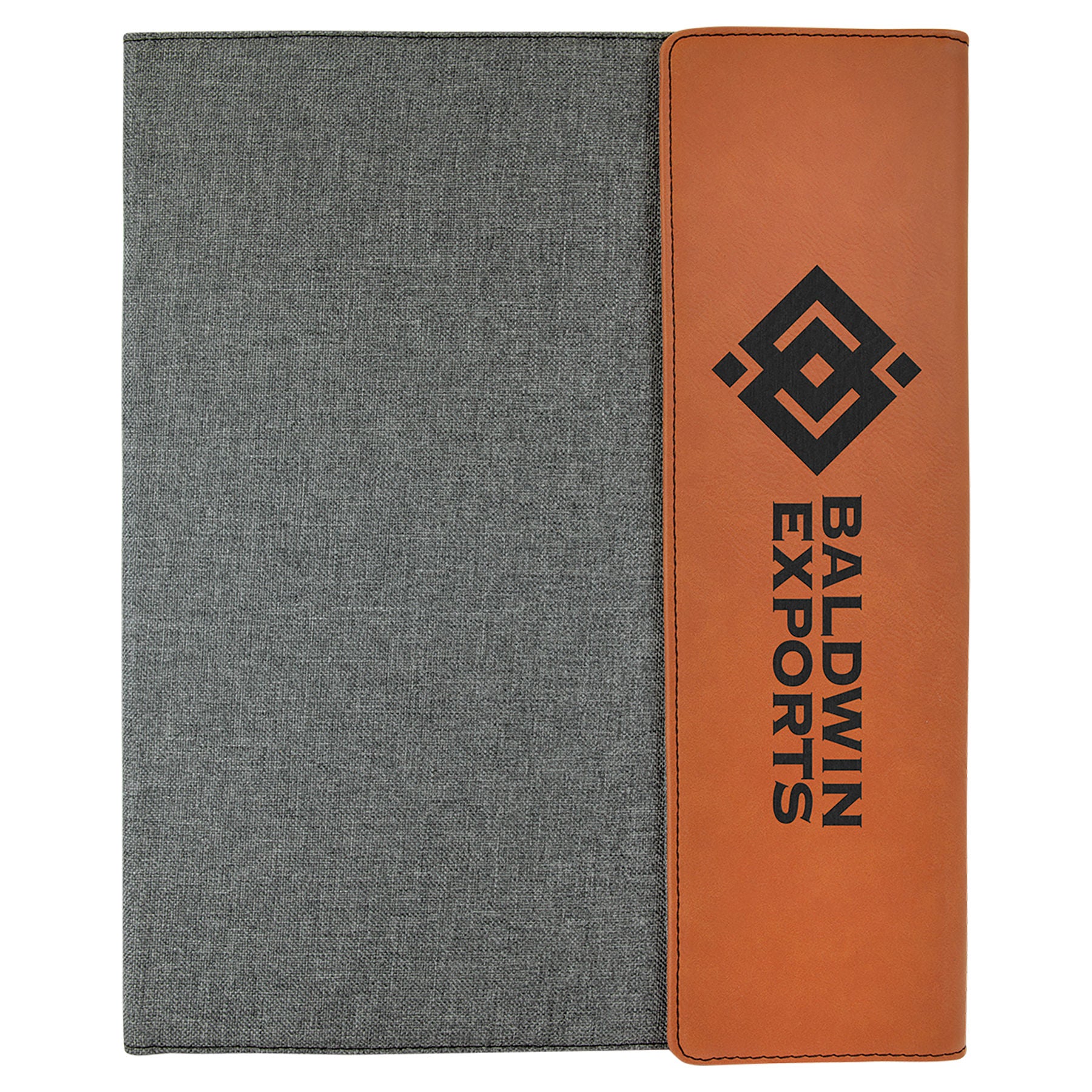 Gray with Rawhide/Black Leatherette Canvas Portfolio with Notepad