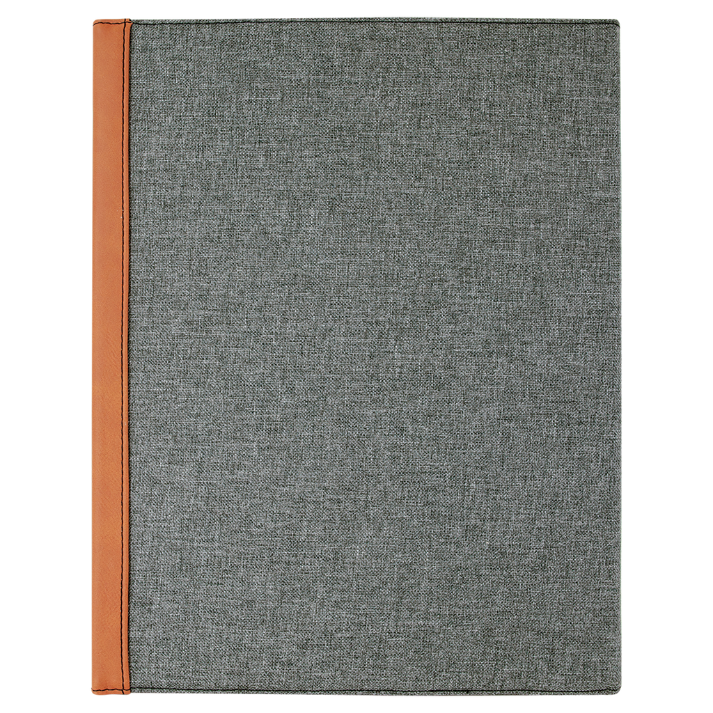 Gray with Rawhide/Black Leatherette Canvas Portfolio with Notepad