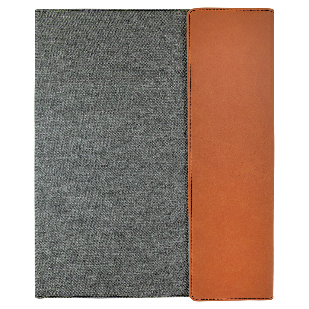 Gray with Rawhide/Black Leatherette Canvas Portfolio with Notepad blank-preview