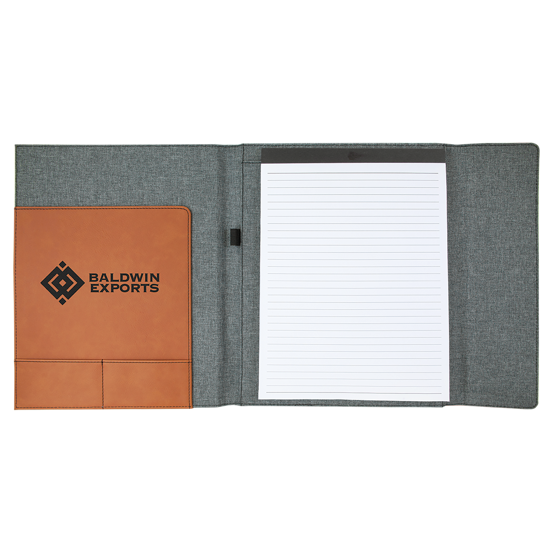 Gray with Rawhide/Black Leatherette Canvas Portfolio with Notepad