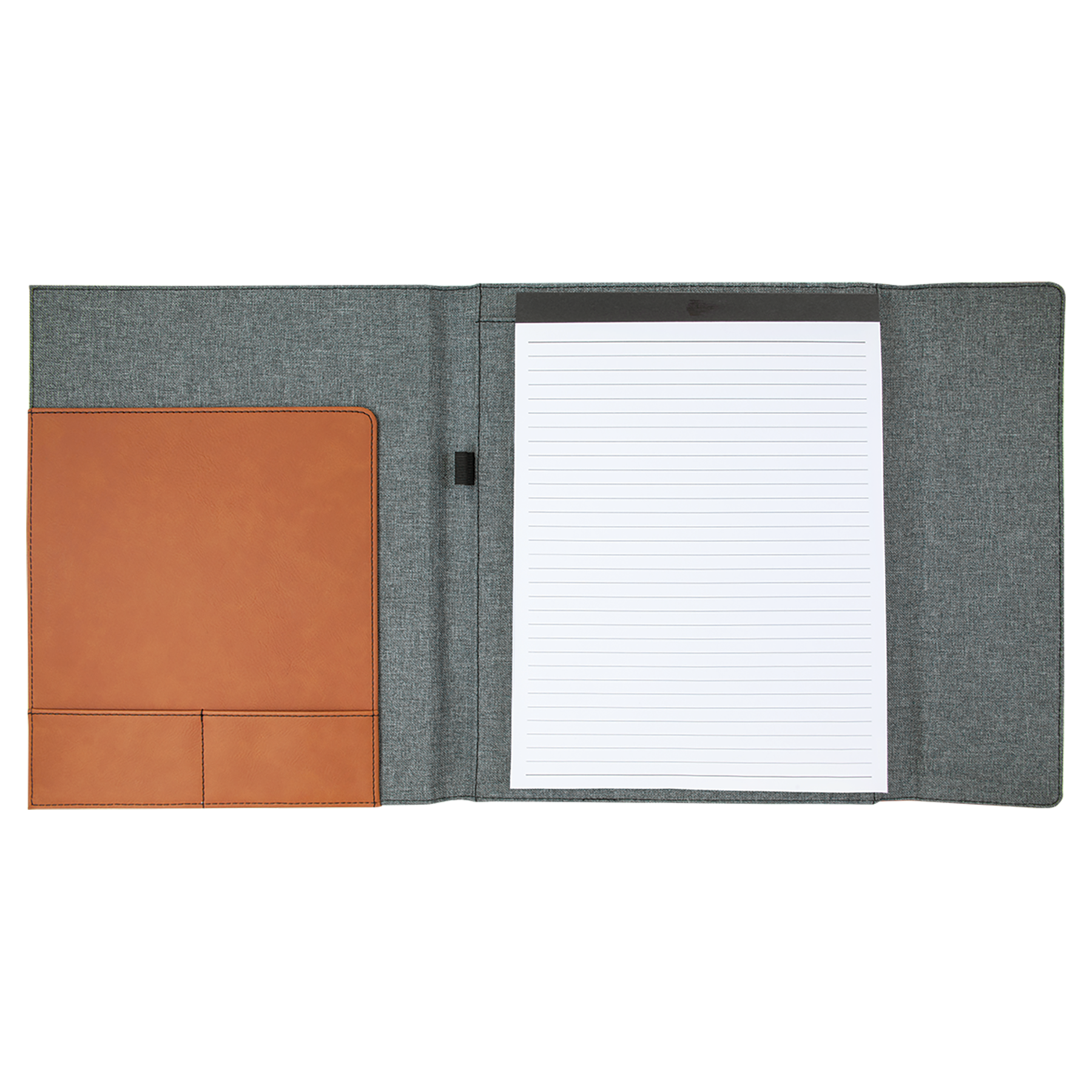 Gray with Rawhide/Black Leatherette Canvas Portfolio with Notepad