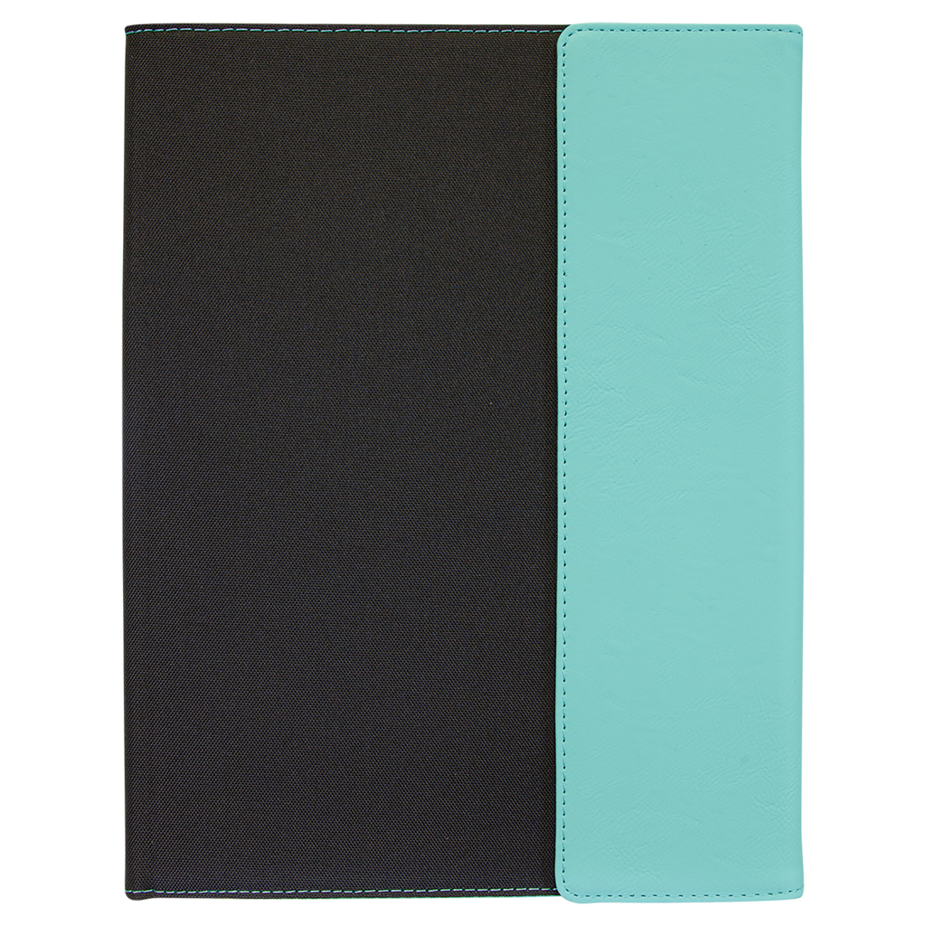 Black with Teal/Black Leatherette Canvas Portfolio with Notepad blank-preview