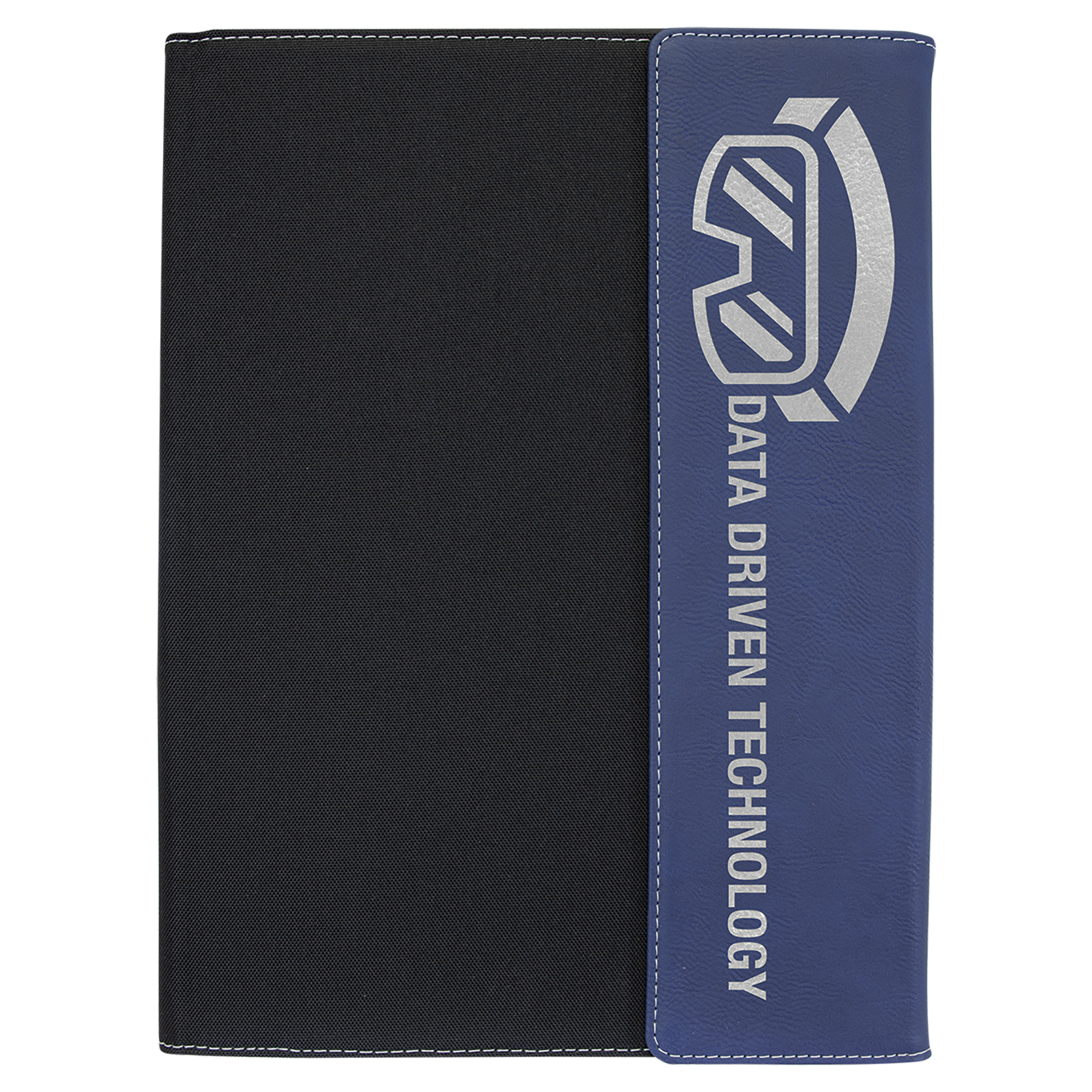 Black with Blue/Silver Leatherette Canvas Portfolio with Notepad