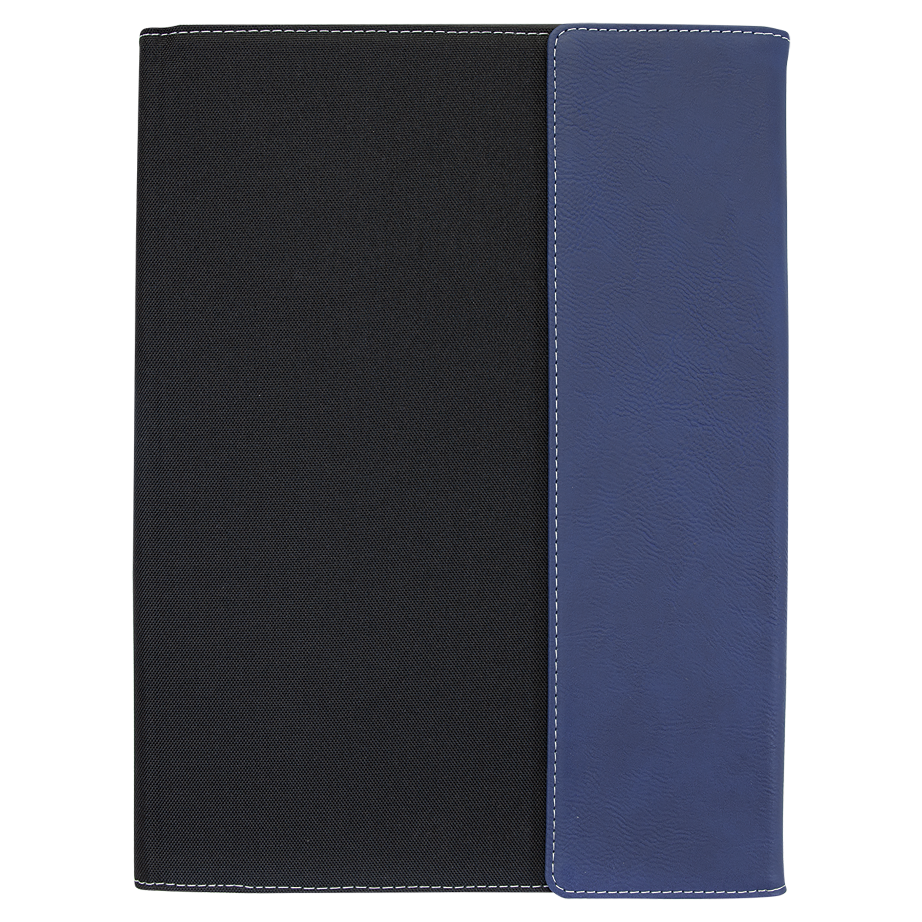 Black with Blue/Silver Leatherette Canvas Portfolio with Notepad blank-preview