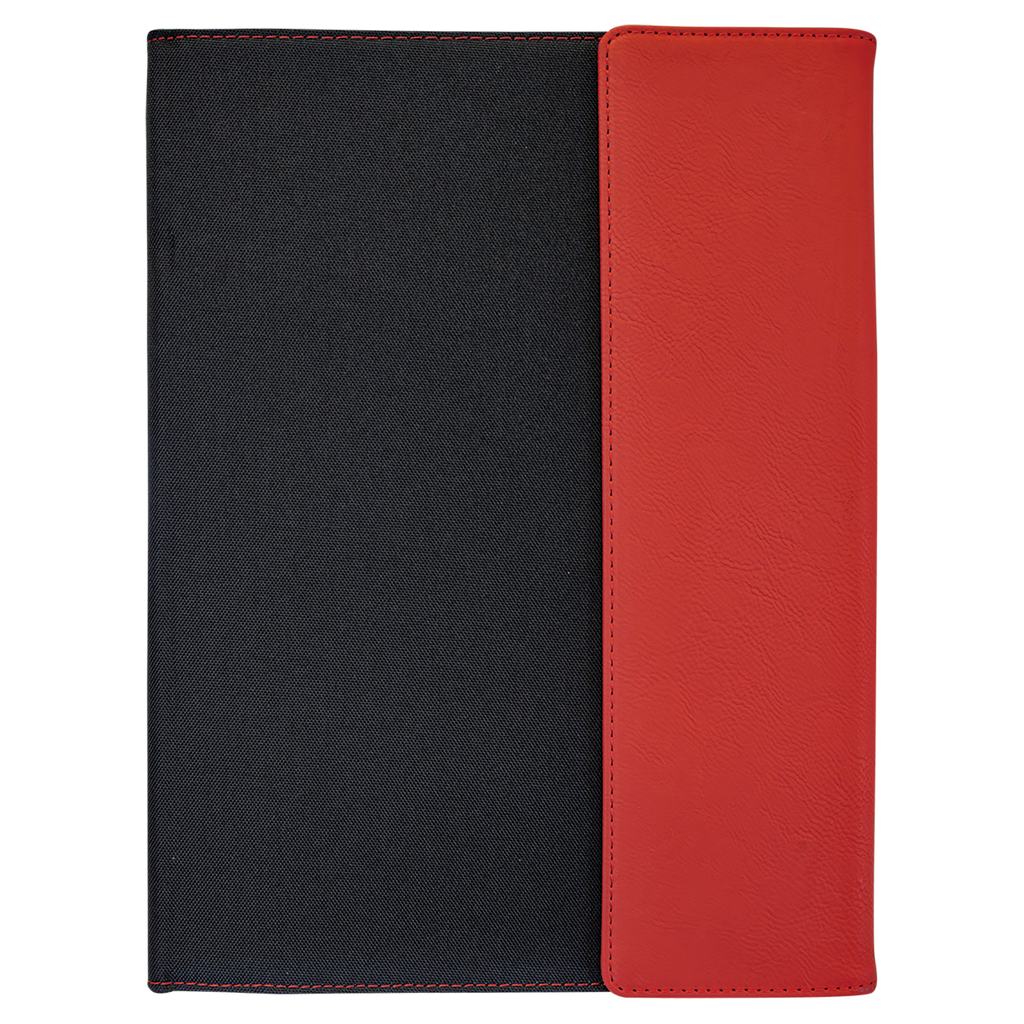 Black with Red/Black Leatherette Canvas Portfolio with Notepad blank-preview