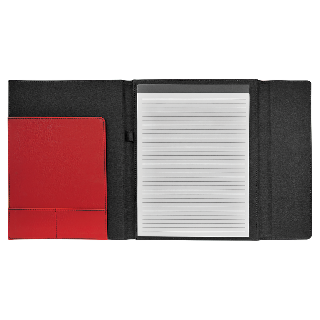 Black with Red/Black Leatherette Canvas Portfolio with Notepad