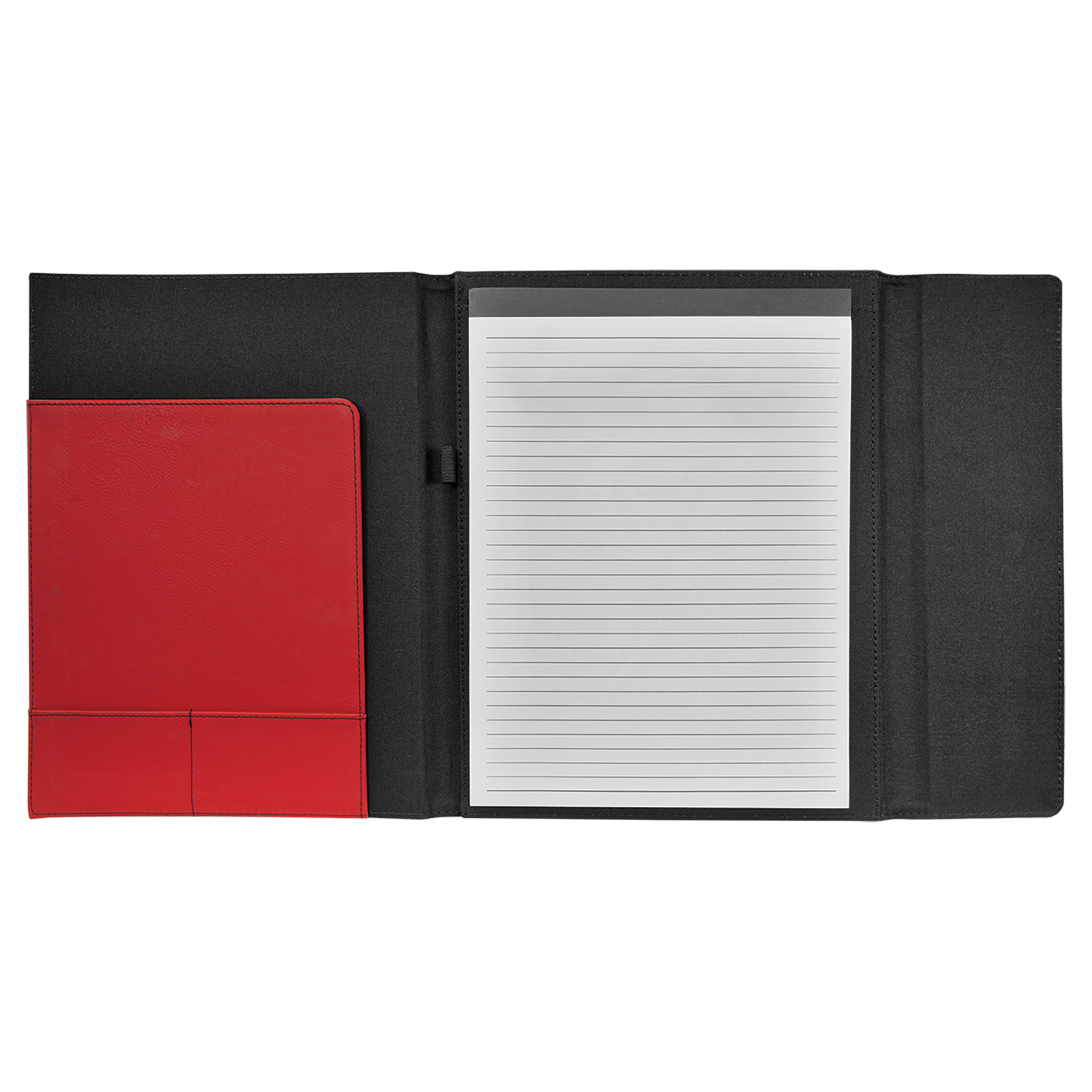 Black with Red/Black Leatherette Canvas Portfolio with Notepad