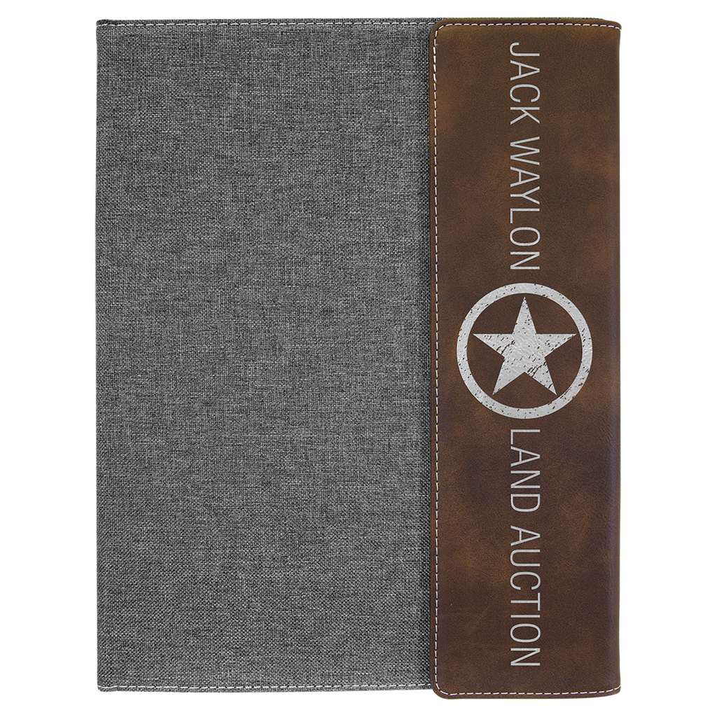Gray with Rustic/Silver Leatherette Canvas Portfolio with Notepad