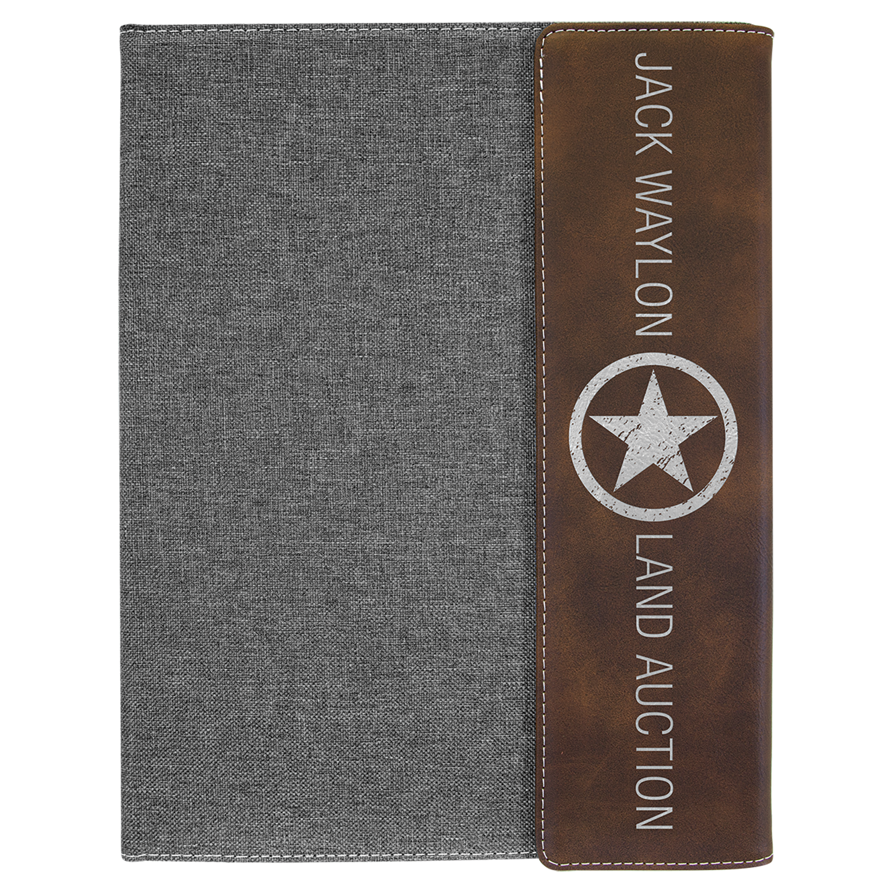 Gray with Rustic/Silver Leatherette Canvas Portfolio with Notepad