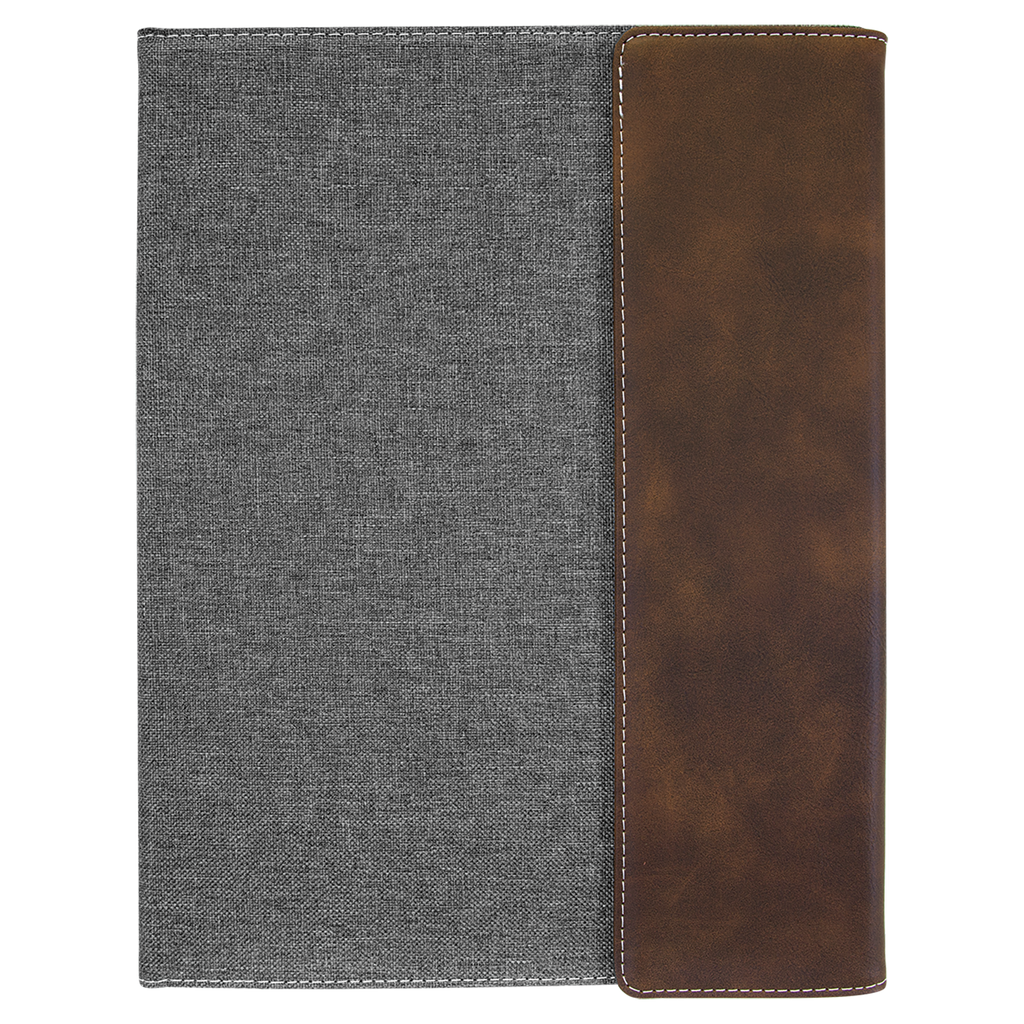 Gray with Rustic/Silver Leatherette Canvas Portfolio with Notepad blank-preview