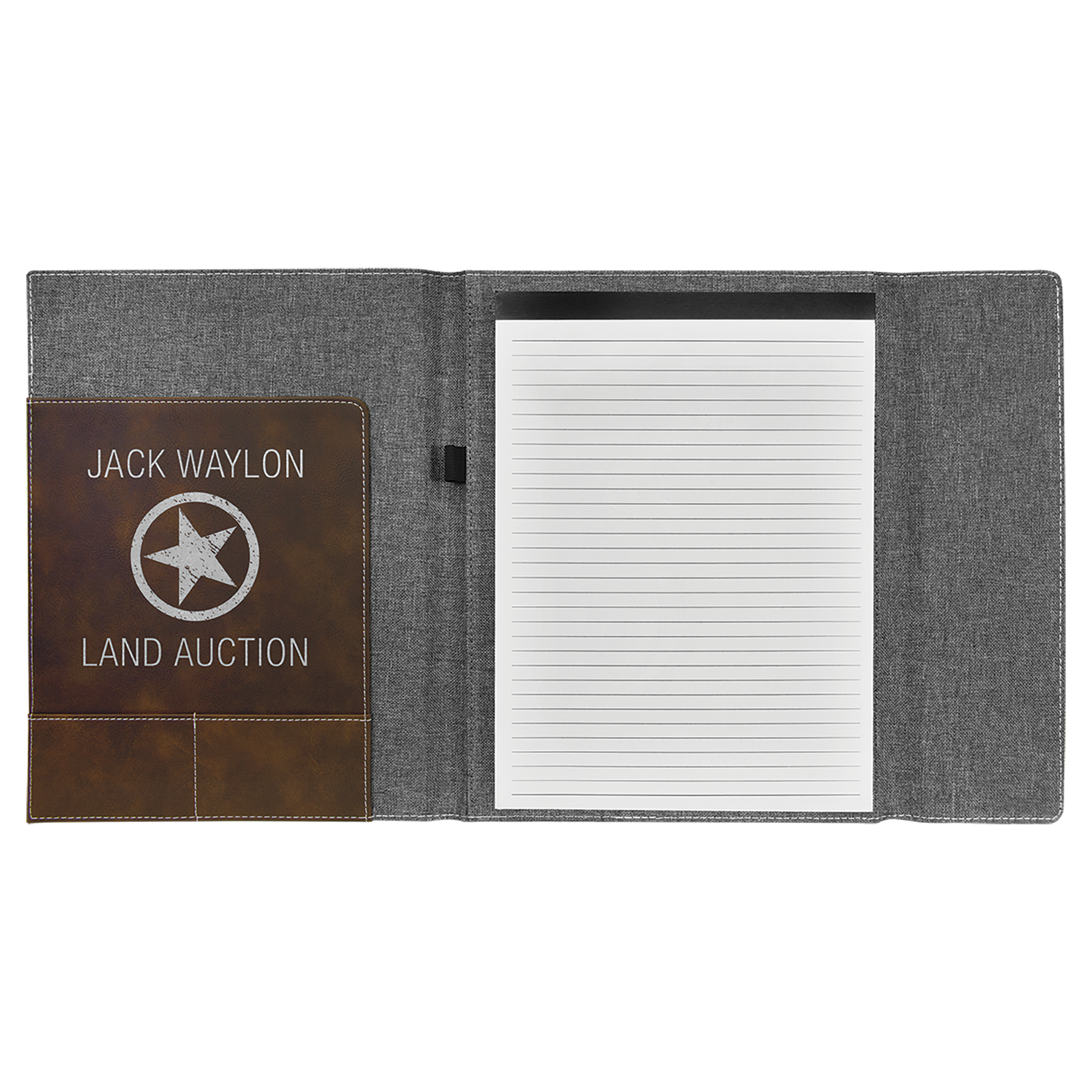 Gray with Rustic/Silver Leatherette Canvas Portfolio with Notepad