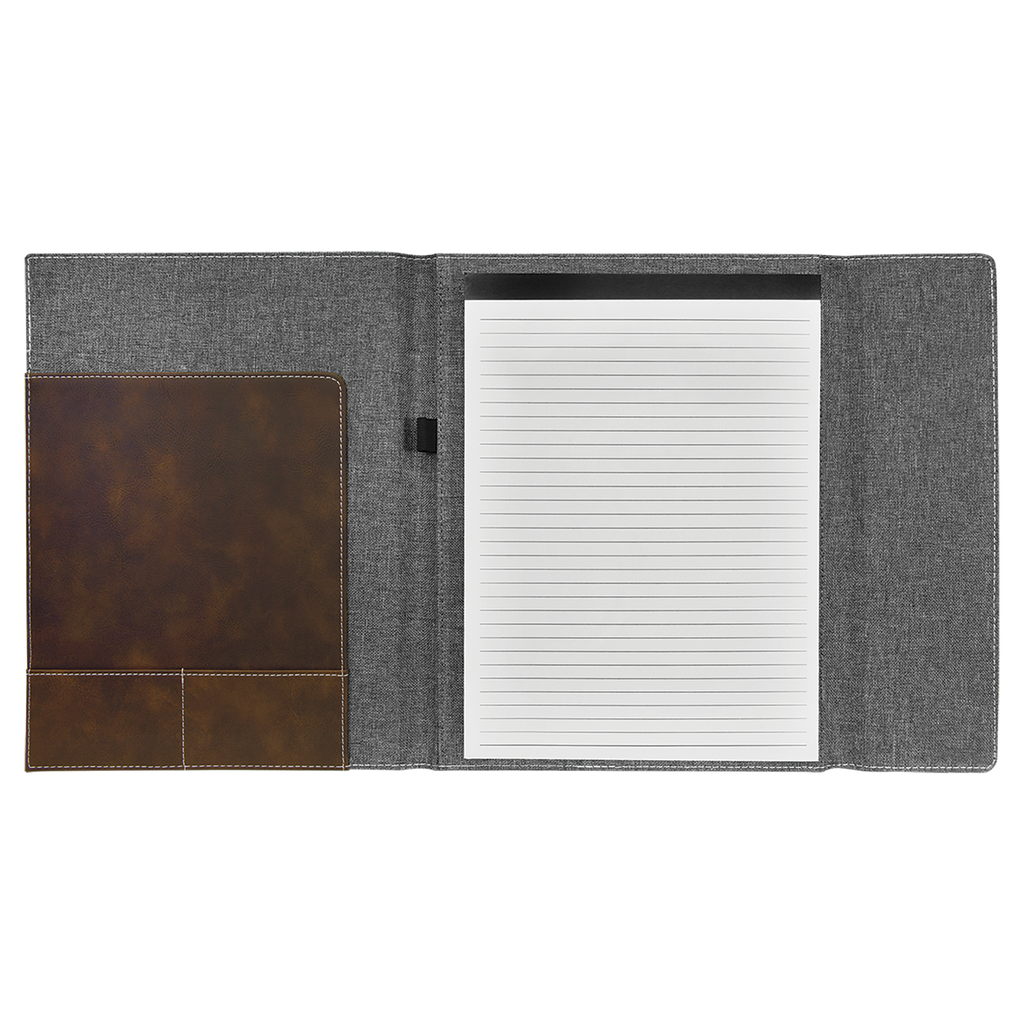 Gray with Rustic/Silver Leatherette Canvas Portfolio with Notepad