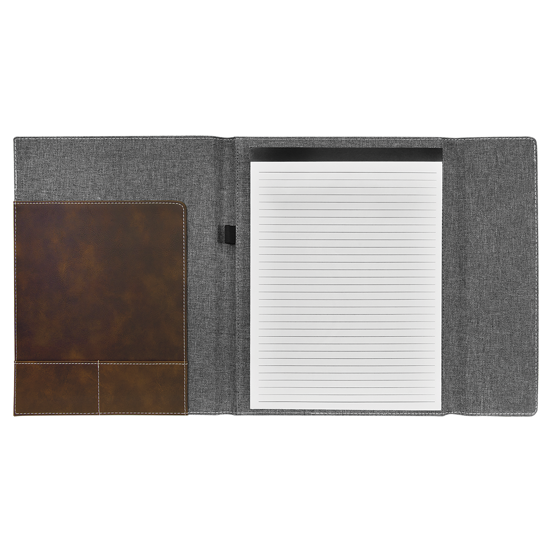 Gray with Rustic/Silver Leatherette Canvas Portfolio with Notepad