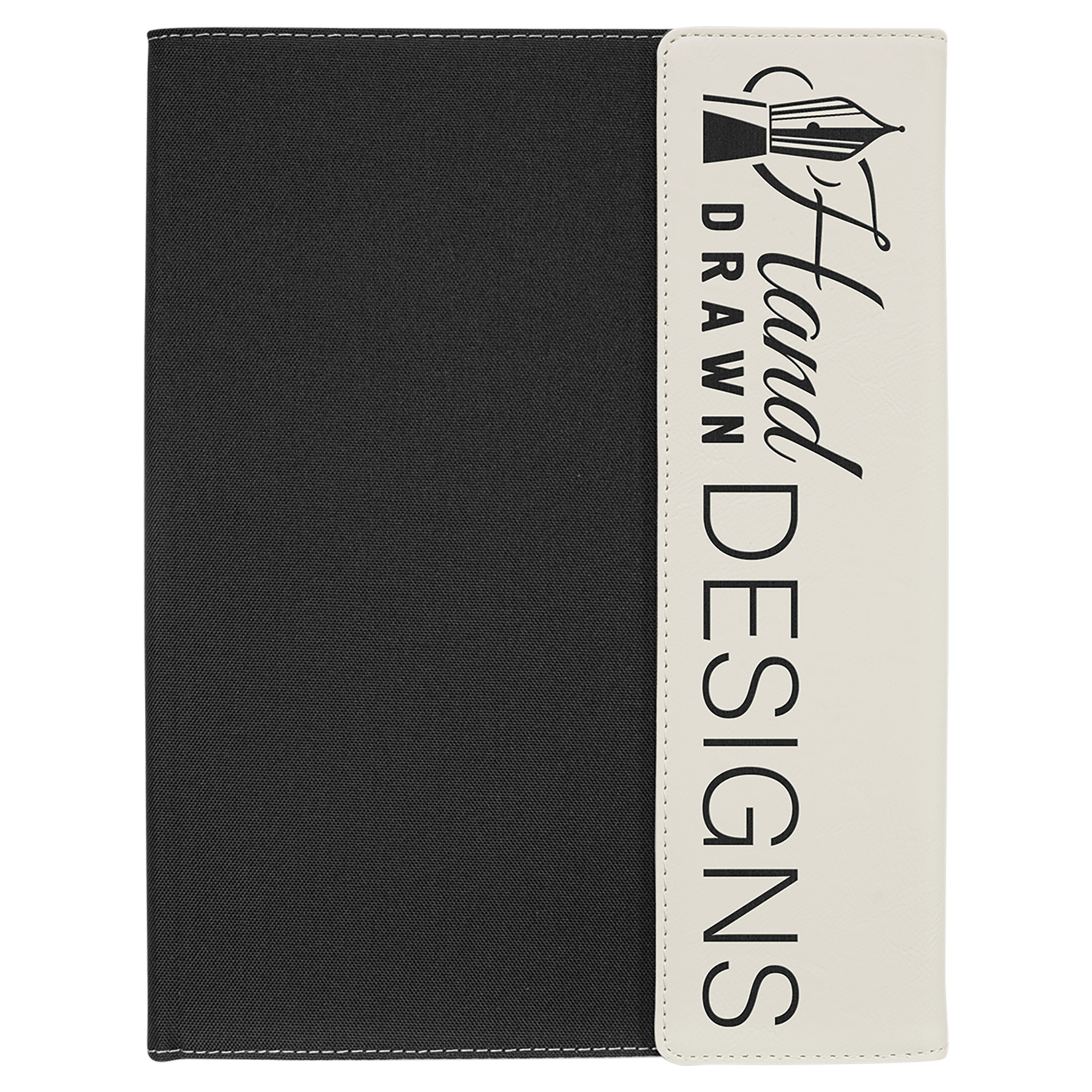 Black with White/Black Leatherette Canvas Portfolio with Notepad