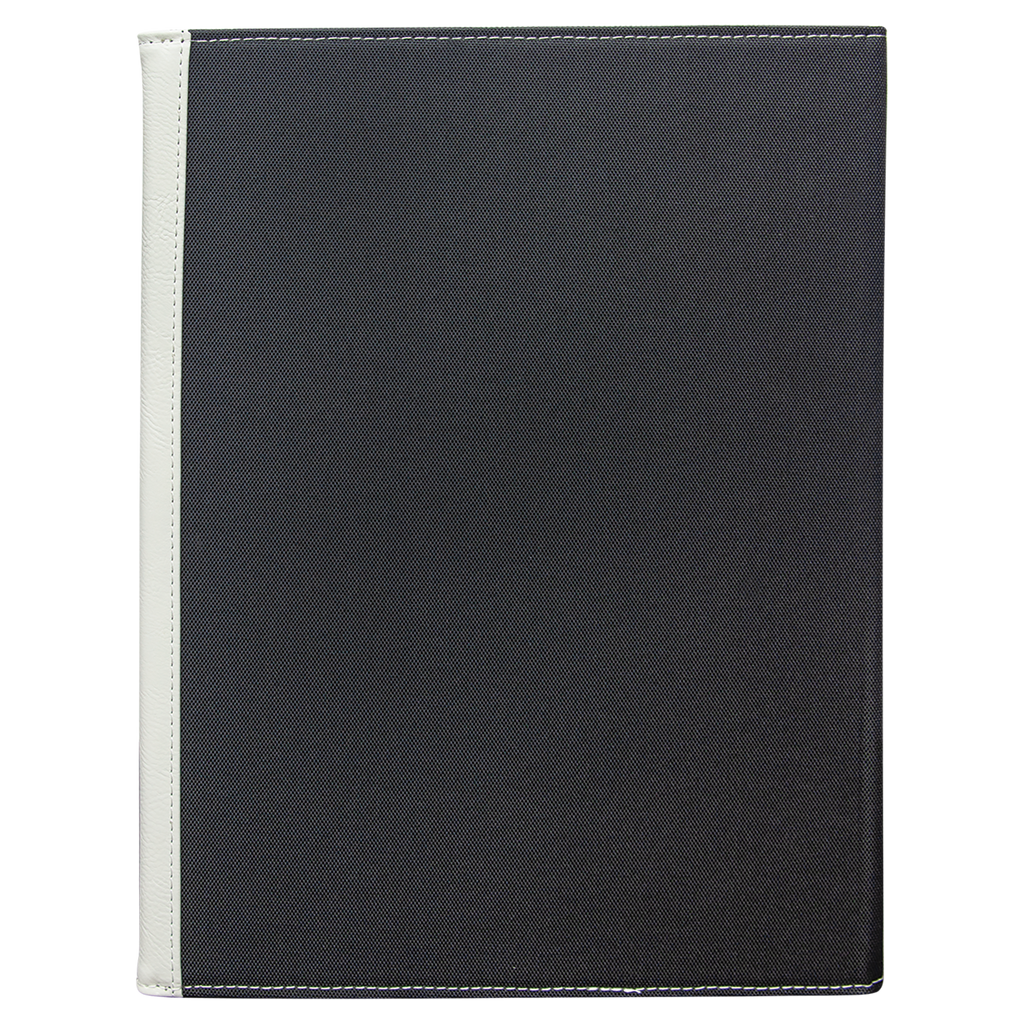 Black with White/Black Leatherette Canvas Portfolio with Notepad