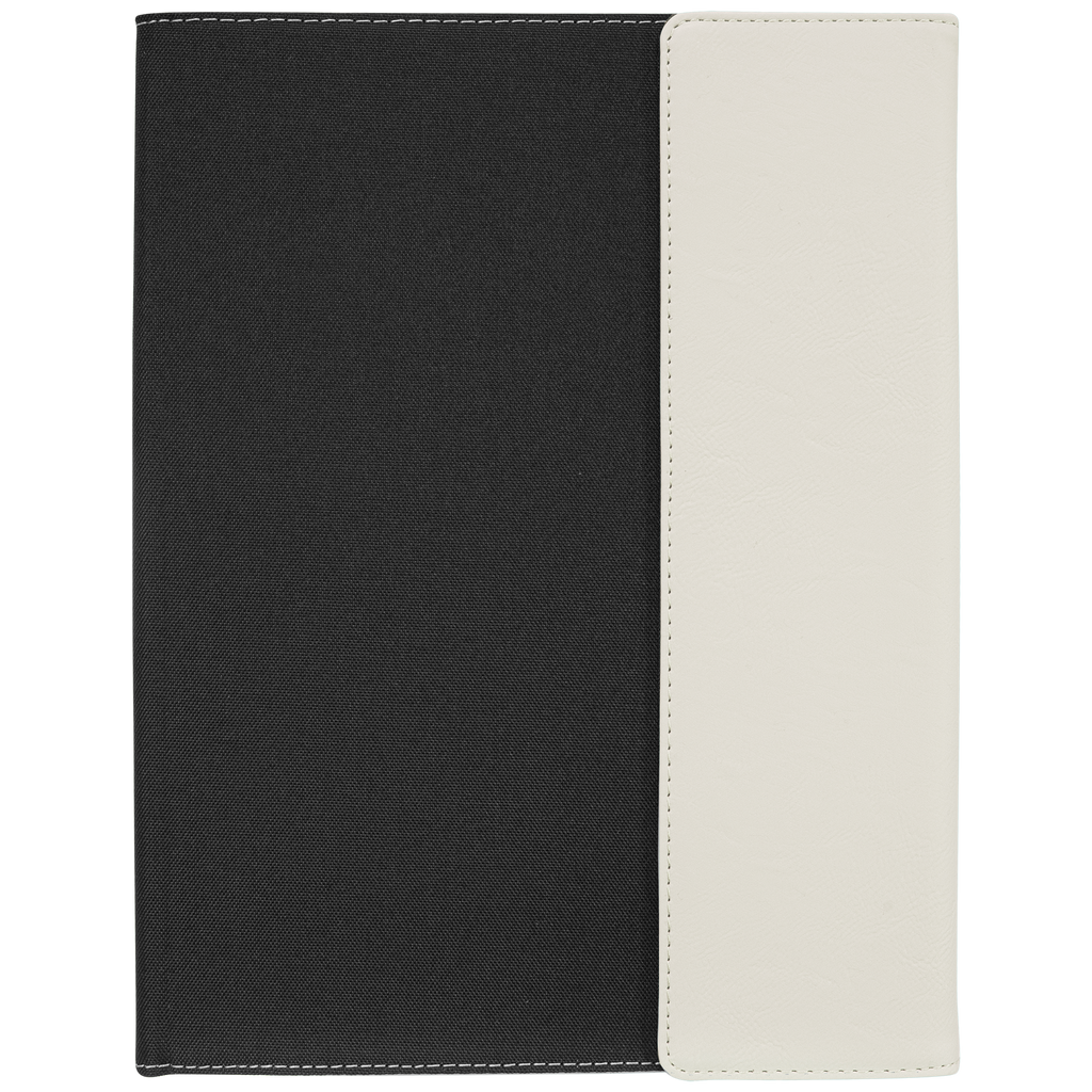 Black with White/Black Leatherette Canvas Portfolio with Notepad blank-preview