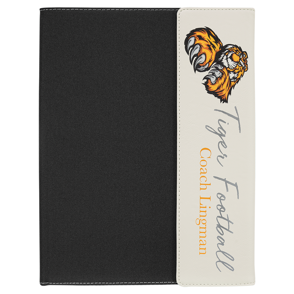 Black with White/Black Leatherette Canvas Portfolio with Notepad
