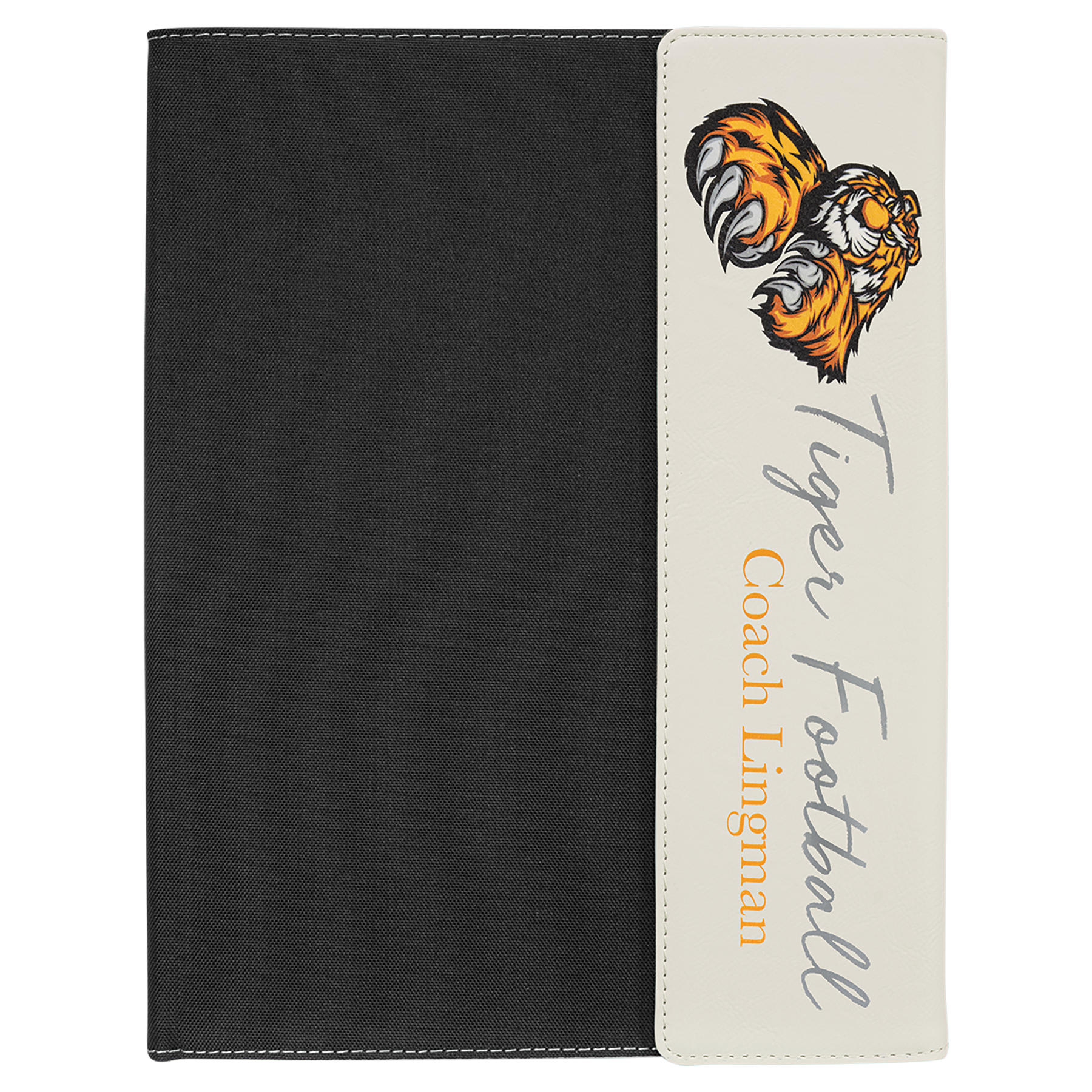 Black with White/Black Leatherette Canvas Portfolio with Notepad