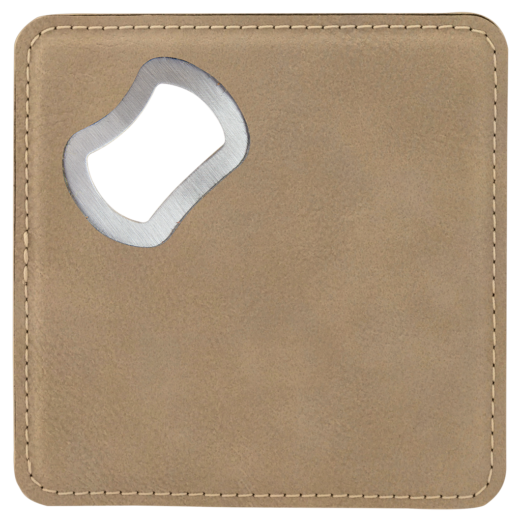 Light Brown Leatherette Coaster with Bottle Opener blank-preview