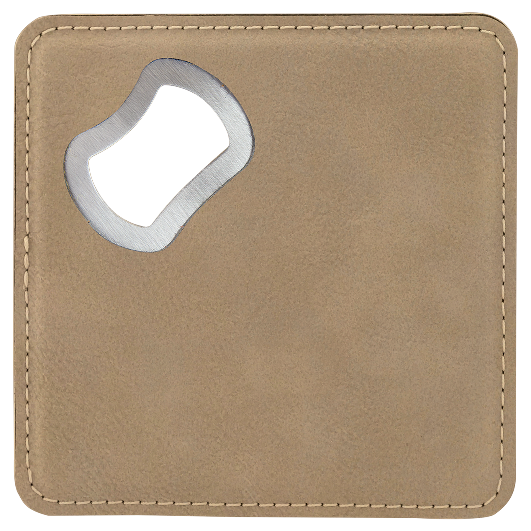 Light Brown Leatherette Coaster with Bottle Opener blank-preview
