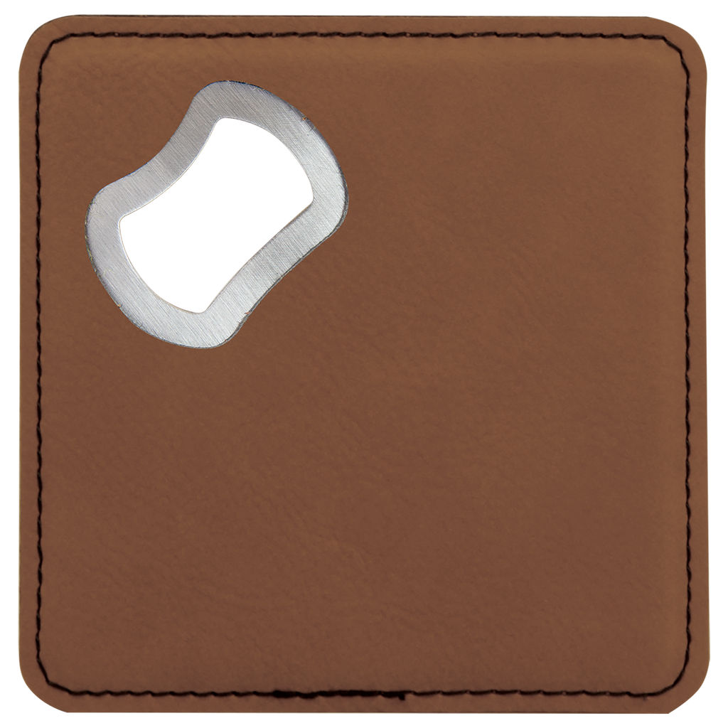 Dark Brown Leatherette Coaster with Bottle Opener blank-preview