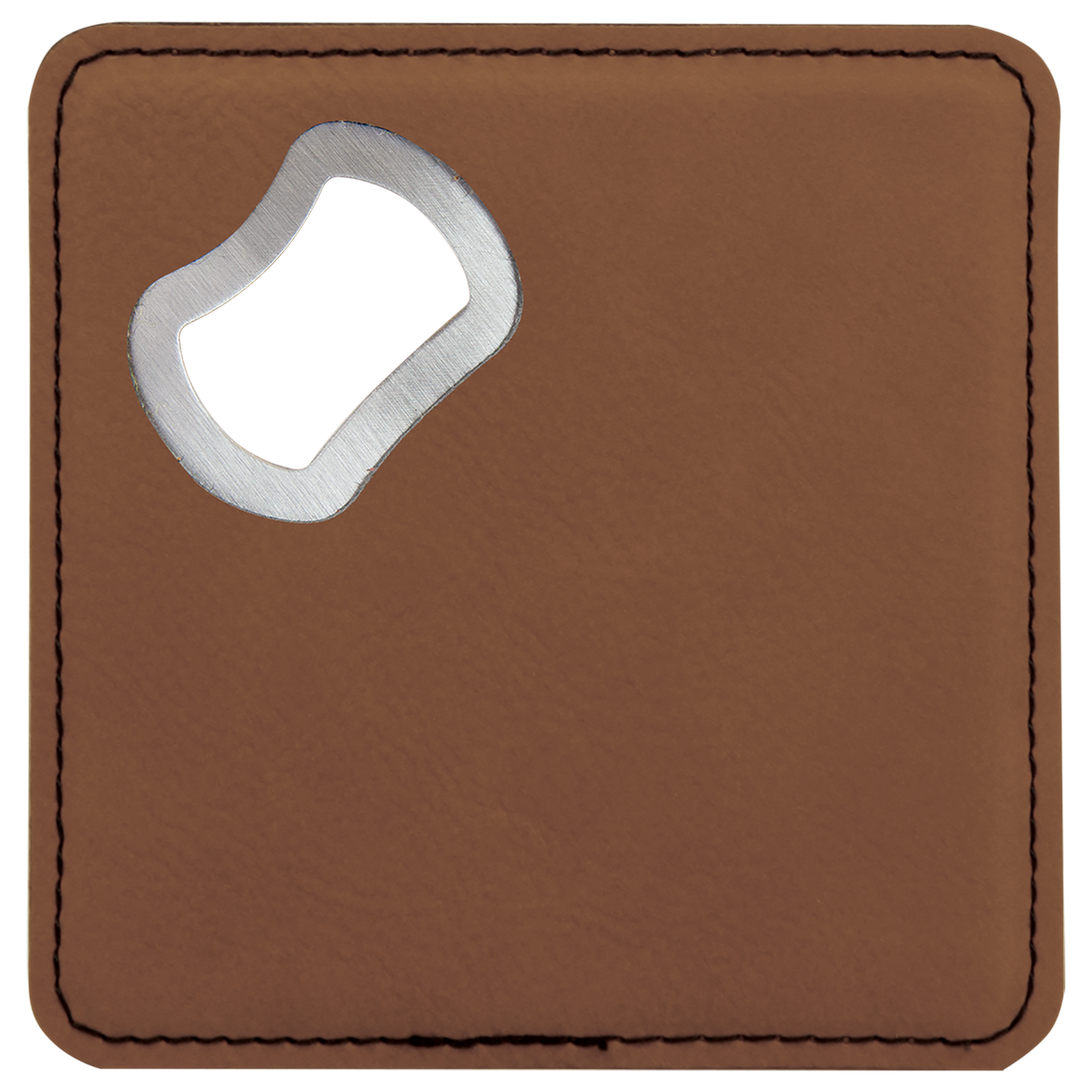 Leatherette Bottle Opener Coaster – Dark Brown preview