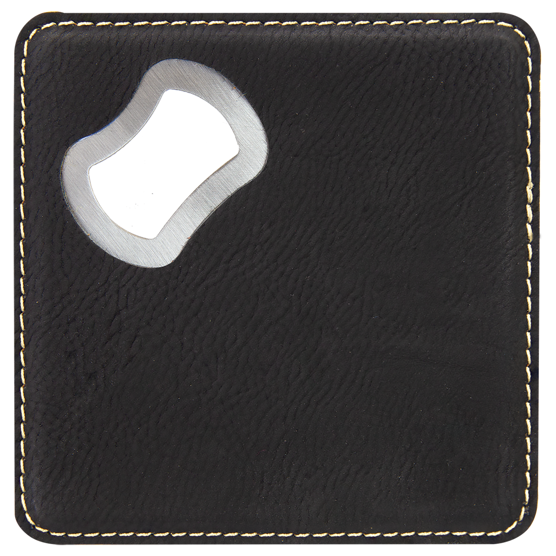 Black/Gold Leatherette Coaster with Bottle Opener blank-preview