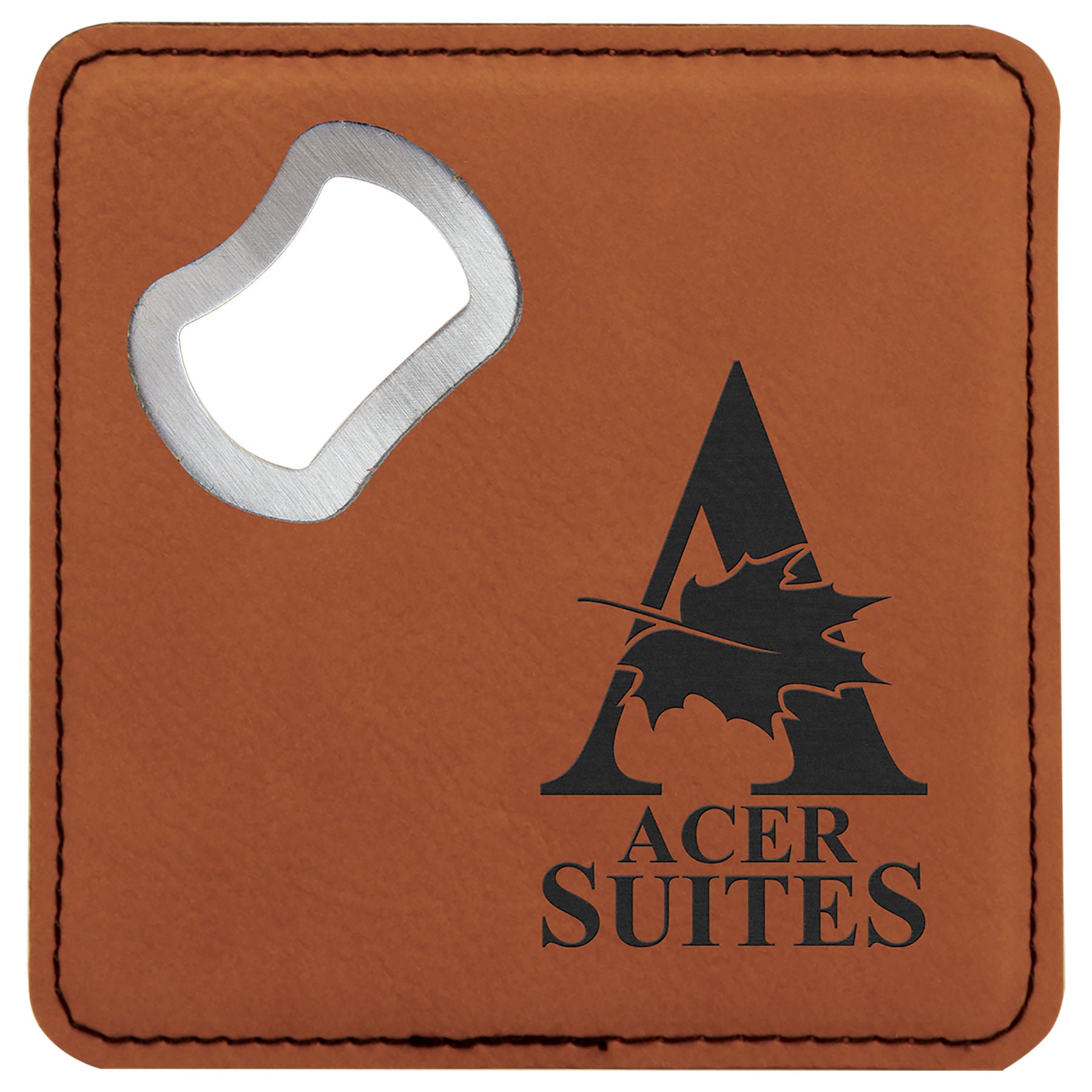 Rawhide Leatherette Coaster with Bottle Opener