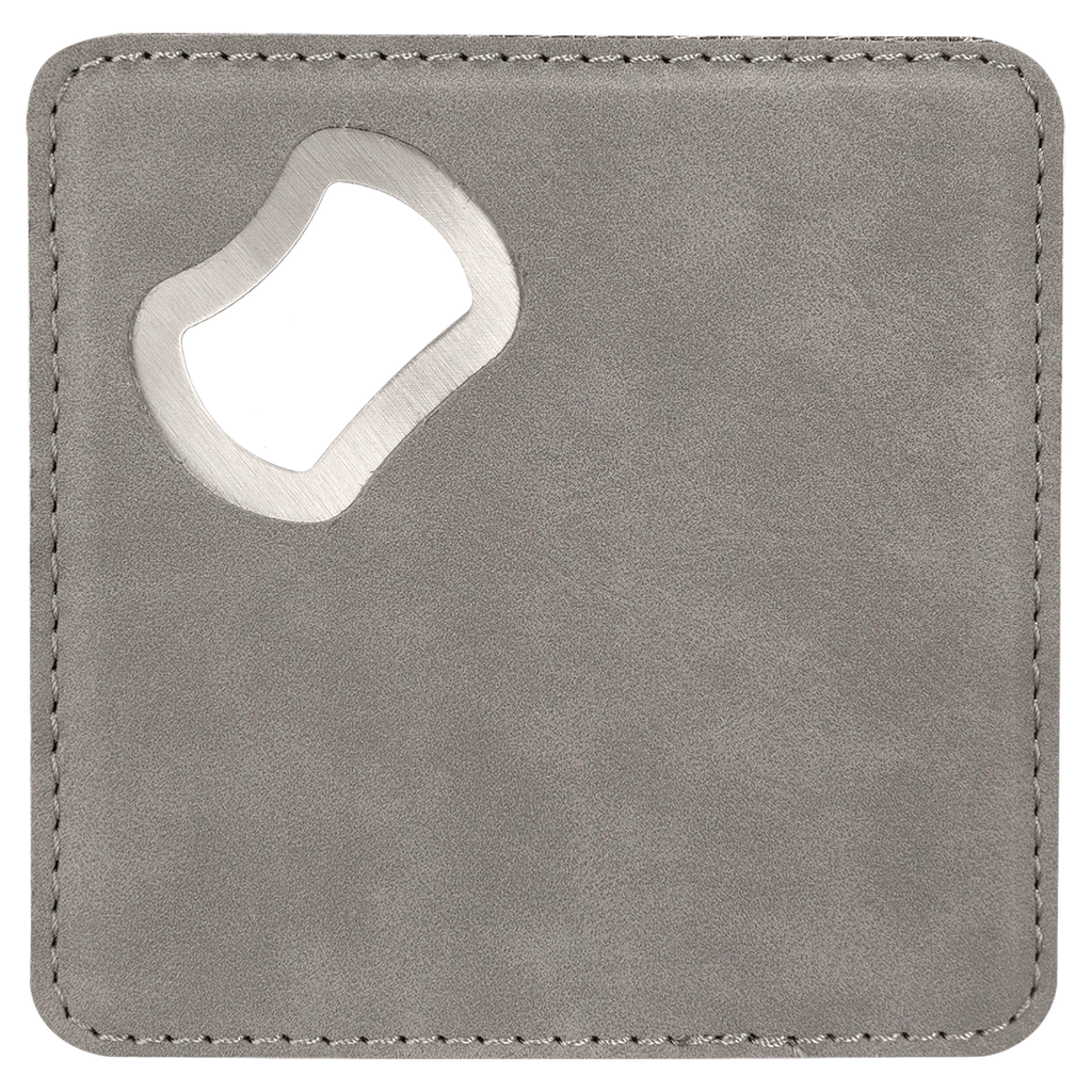Gray Leatherette Coaster with Bottle Opener blank-preview
