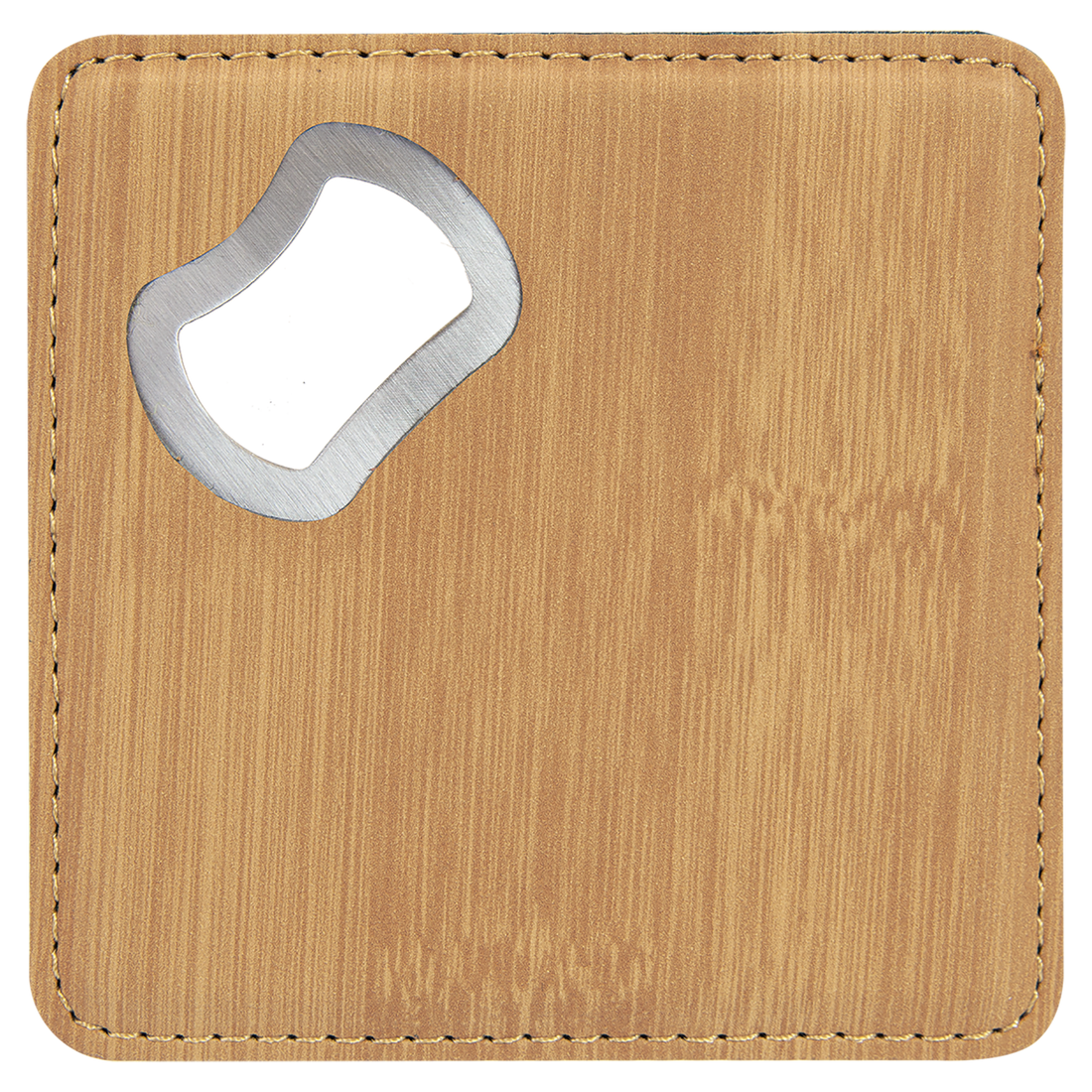 Leatherette Bottle Opener Coaster – Bamboo preview
