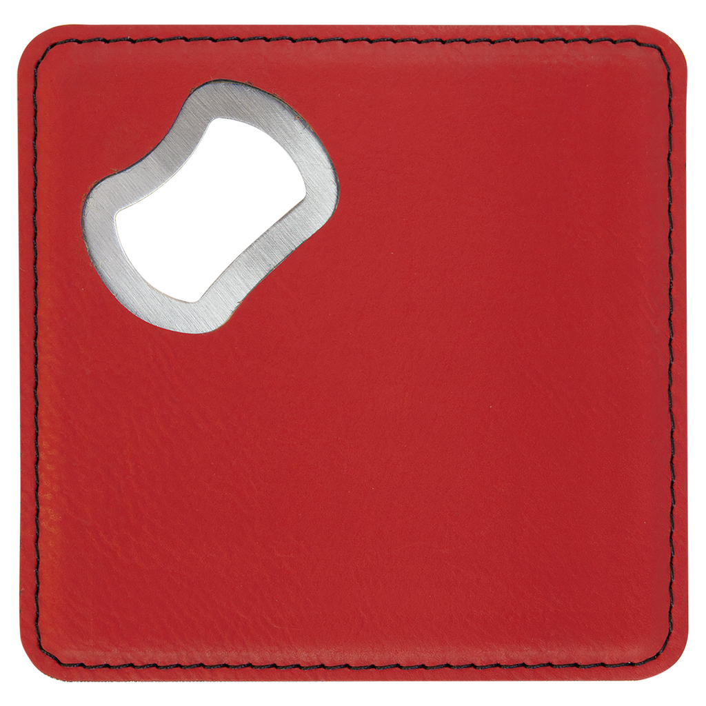 Red Leatherette Coaster with Bottle Opener blank-preview