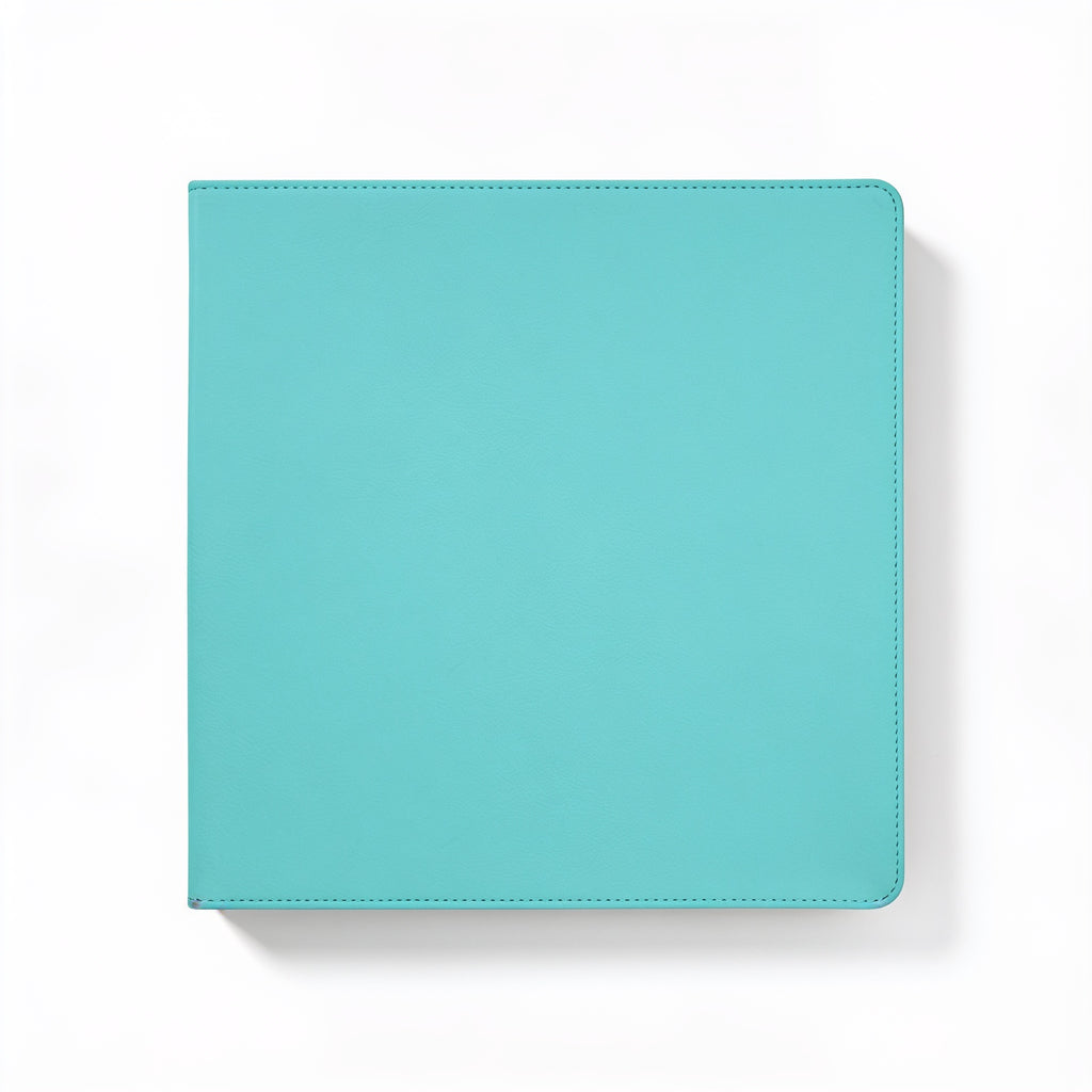 Teal Laserable Leatherette 3 Ring Binder with 1" Slant D Rings blank-preview-flat