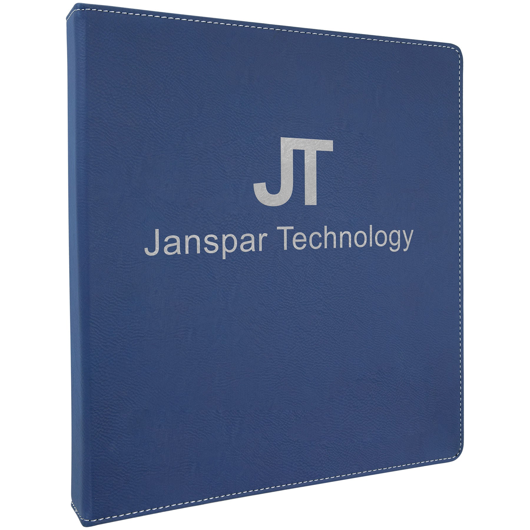 Blue/Silver Laserable Leatherette 3 Ring Binder with 1" Slant D Rings