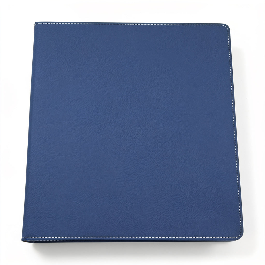 Blue/Silver Laserable Leatherette 3 Ring Binder with 1" Slant D Rings blank-preview-flat