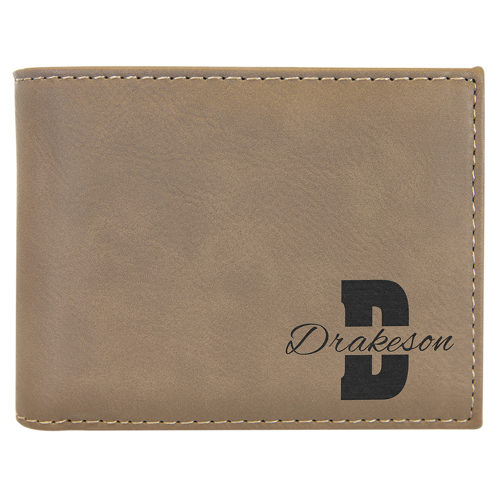 Light Brown Leatherette Bifold Wallet with Flip ID